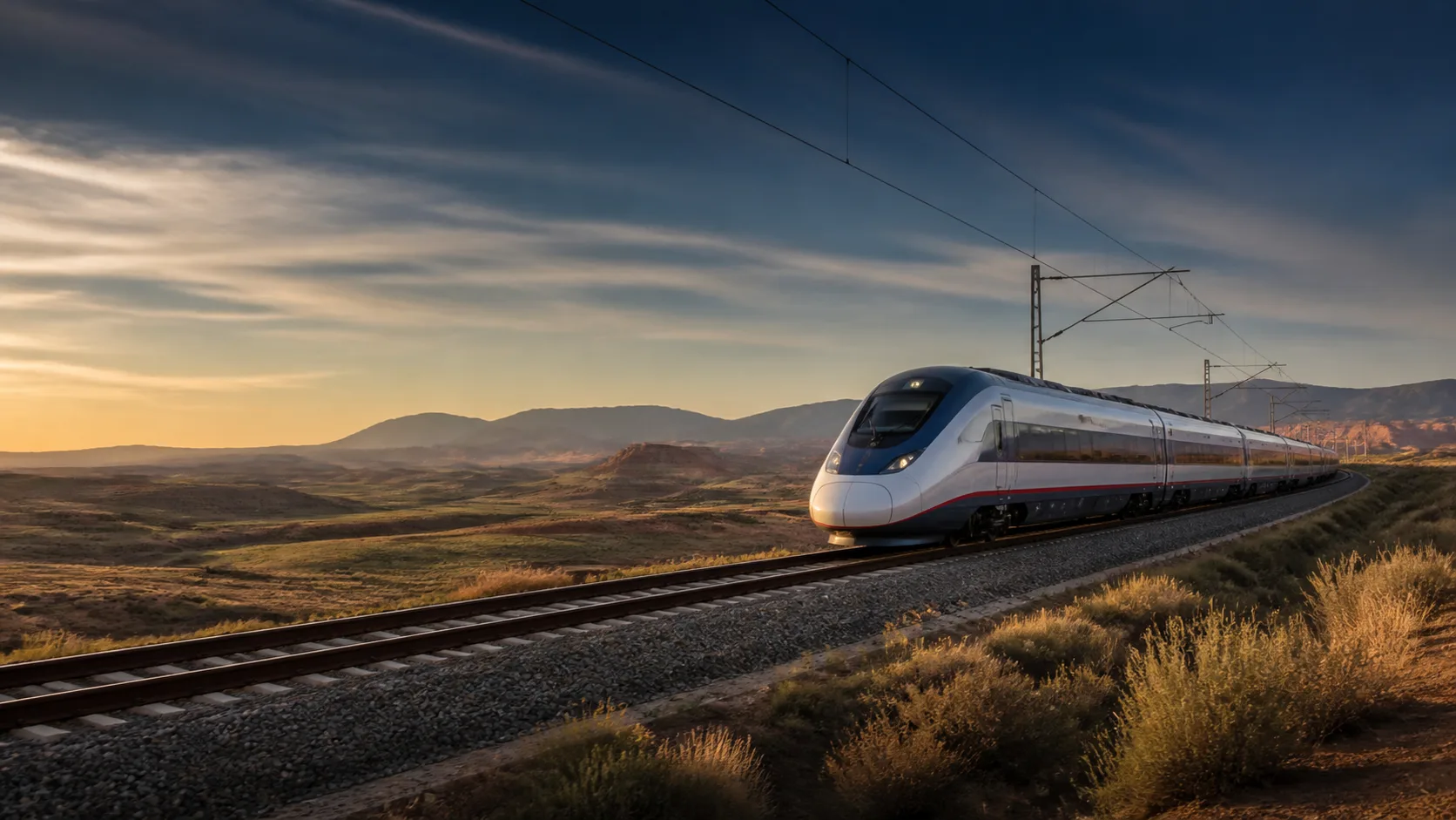 High-speed train journey through the Spanish countryside
